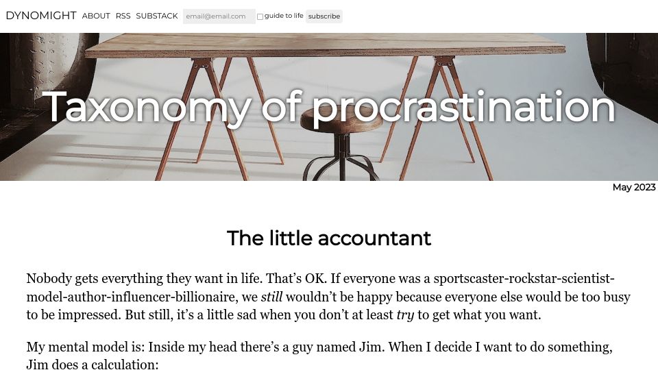 Screenshot of dynomight.net: Taxonomy of Procrastination