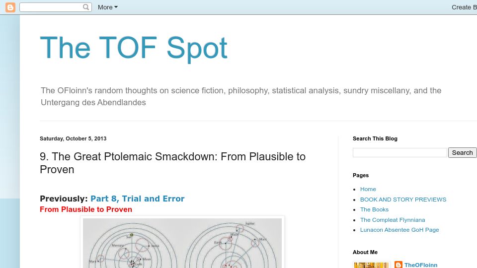 Screenshot of tofspot.blogspot.com: The Great Ptolemaic Smackdown: From Plausible to Proven (2013)