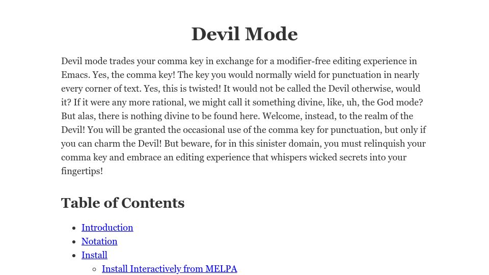 Screenshot of susam.github.io: Devil Mode for Emacs