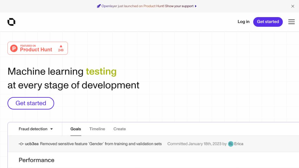 Screenshot of openlayer.com: Show HN: Openlayer – Test, fix, and improve your ML models