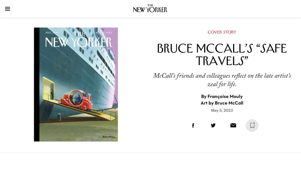 Screenshot of newyorker.com: Bruce McCall’s “Safe Travels”