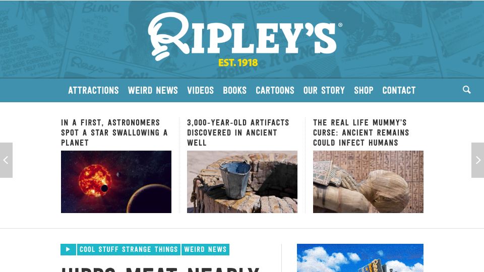 Screenshot of ripleys.com: Hippo Meat Nearly Became an American Food Staple