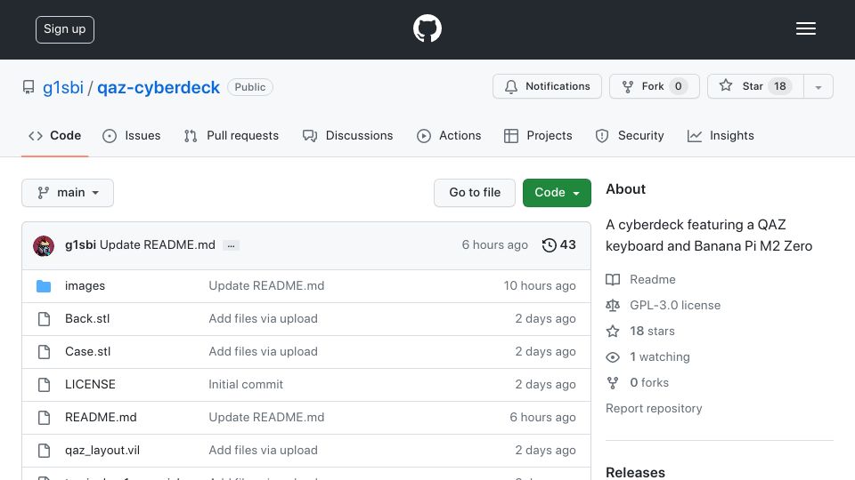 Screenshot of github.com: Show HN: I built my first Cyberdeck