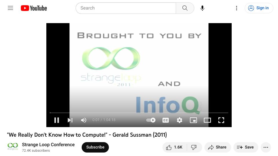 Screenshot of youtube.com: We Don't Know How to Compute (2011) [video]