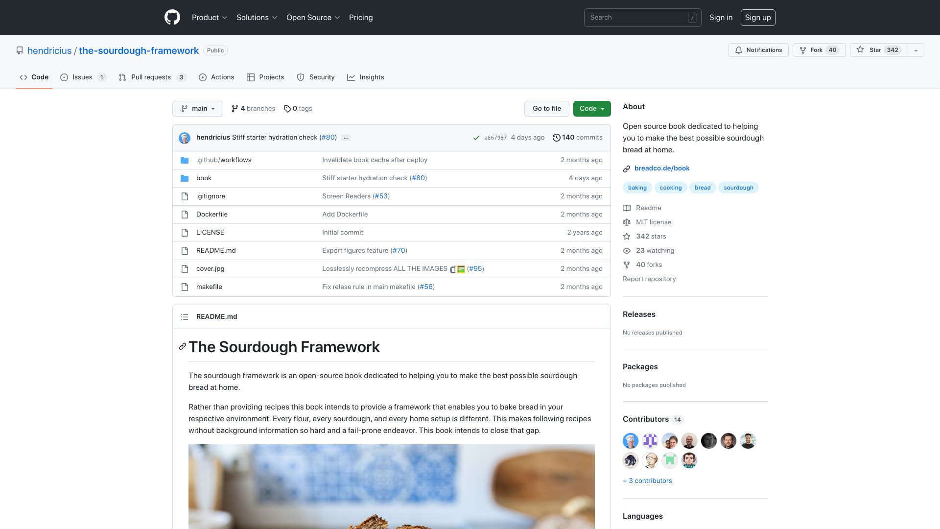 Screenshot of github.com: The Sourdough Framework