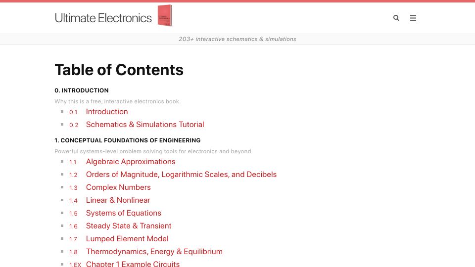 Screenshot of ultimateelectronicsbook.com: Ultimate Electronics (2021)