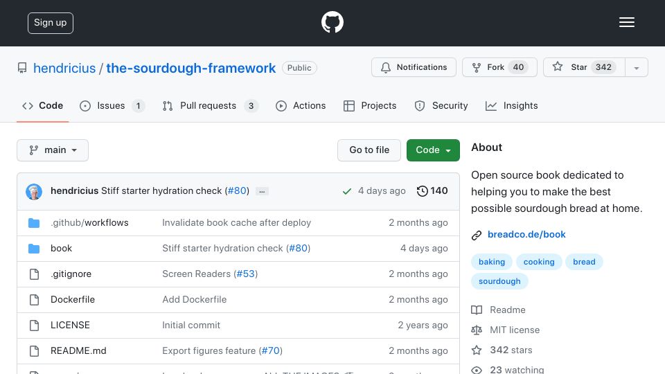 Screenshot of github.com: The Sourdough Framework