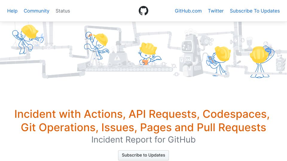 Screenshot of githubstatus.com: GitHub Incident