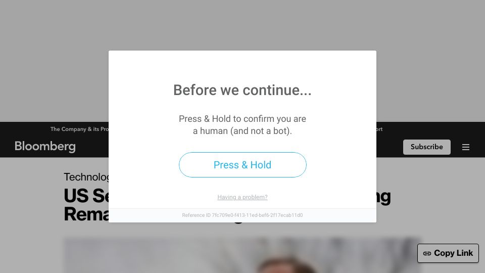 Screenshot of bloomberg.com: US Senator Uses ChatGPT for Opening Remarks at a Hearing on AI