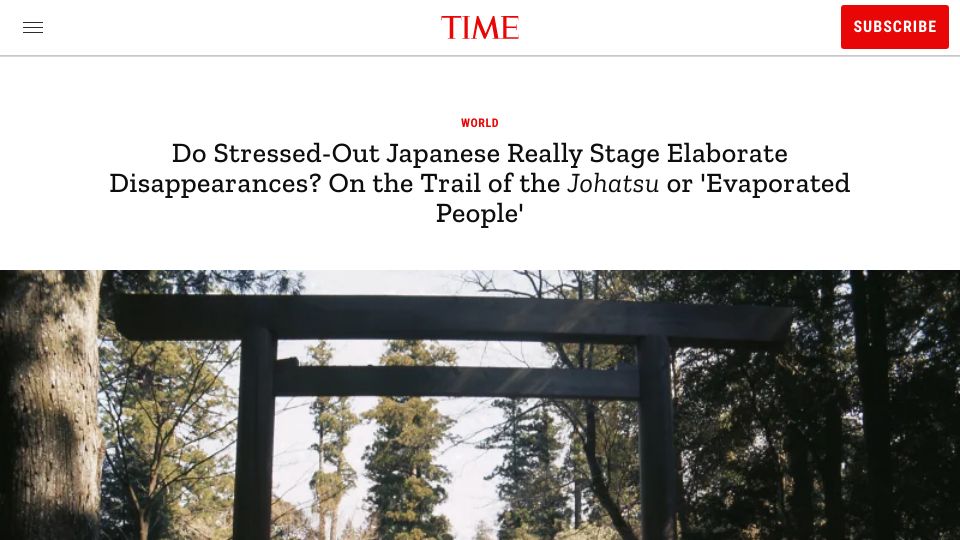 Screenshot of time.com: On the trail of the 'Johatsu,' Japan's 'evaporated people' (2017)