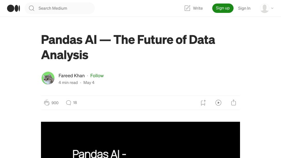 Screenshot of medium.com: Pandas AI – The Future of Data Analysis