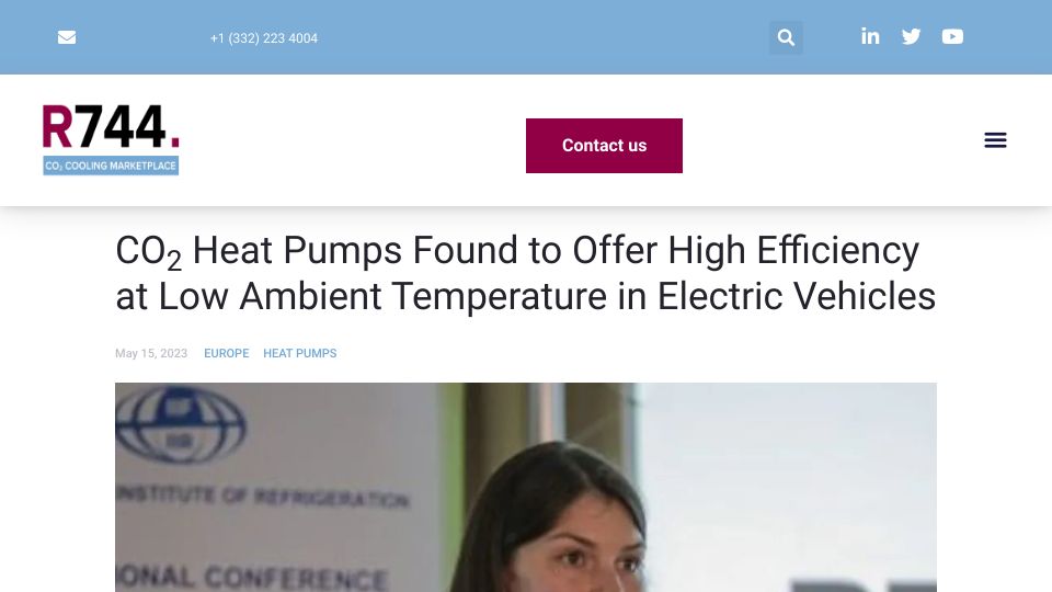 Screenshot of r744.com: CO2 Heat Pumps Found to Offer High Efficiency at Low Ambient Temperature