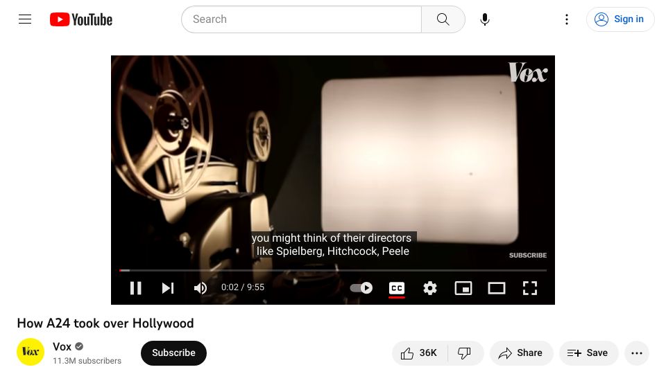 Screenshot of youtube.com: How A24 Took over Hollywood [video]