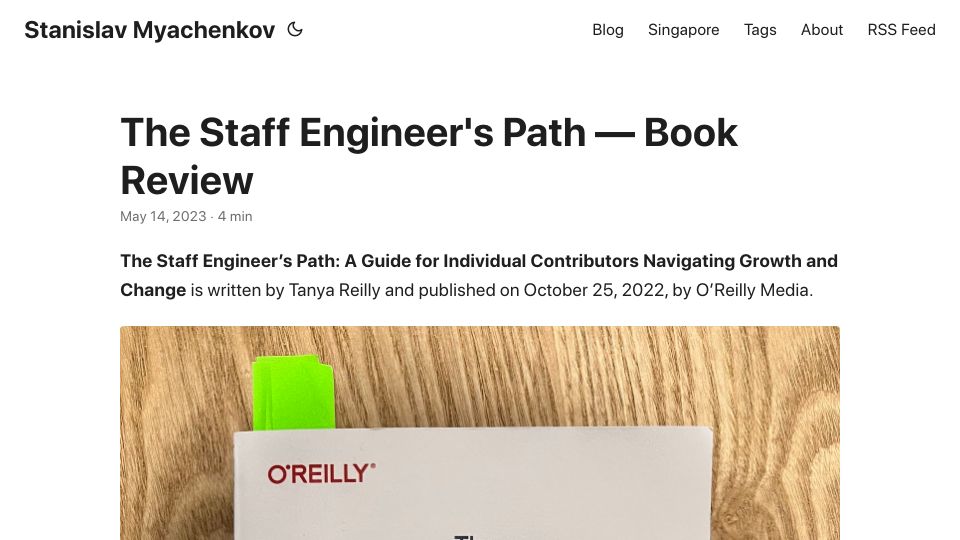Screenshot of smyachenkov.com: The Staff Engineer's Path – Book Review