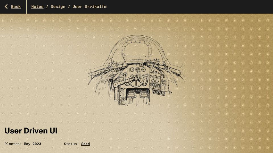 Screenshot of garden.bradwoods.io: User Driven UI