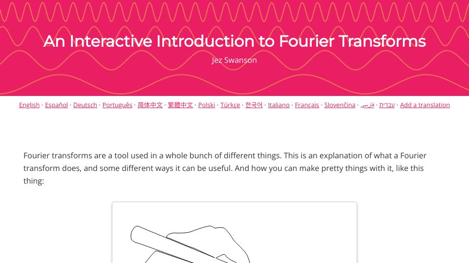 Screenshot of jezzamon.com: An Interactive Introduction to Fourier Transforms (2019)