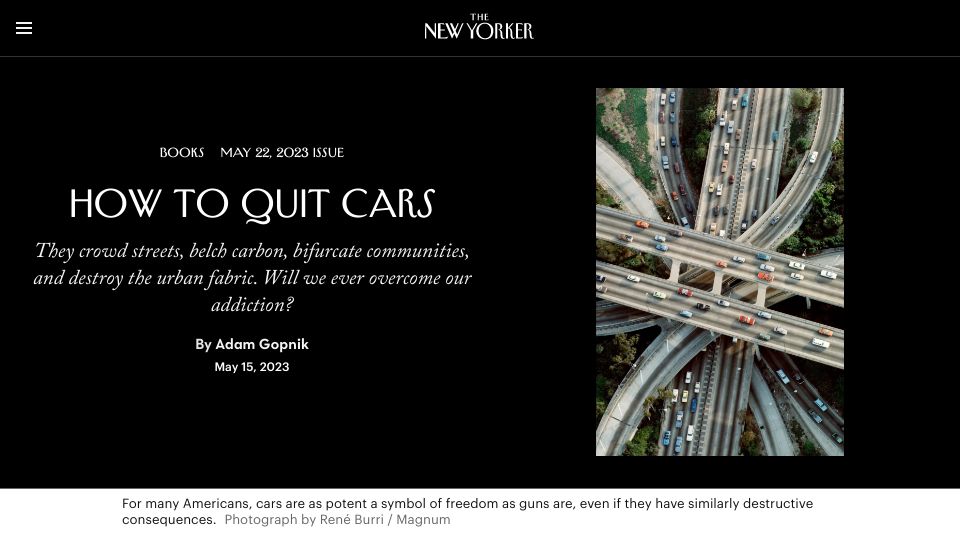 Screenshot of newyorker.com: How to quit cars