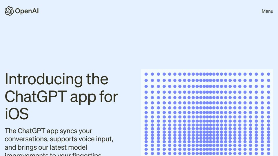 Screenshot of openai.com: ChatGPT app for iOS