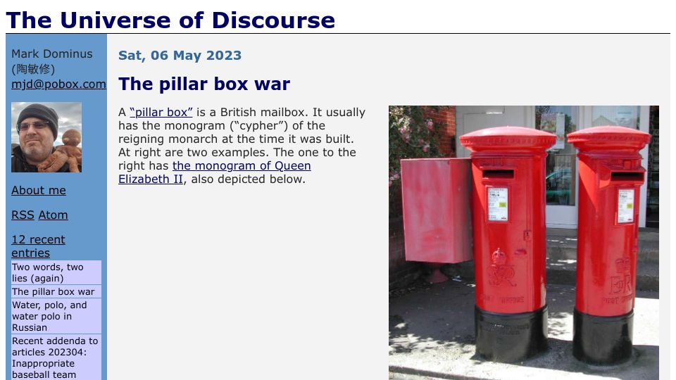 Screenshot of blog.plover.com: The Pillar Box War