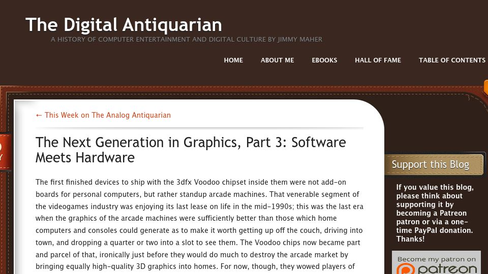 Screenshot of filfre.net: The Next Generation in Graphics, Part 3: Software Meets Hardware