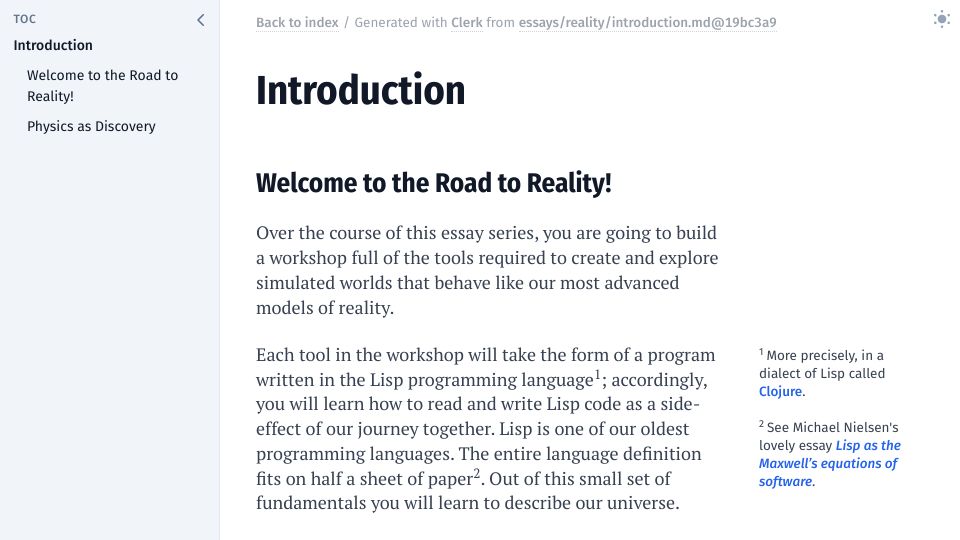 Screenshot of reality.mentat.org: Road to reality – executable essay
