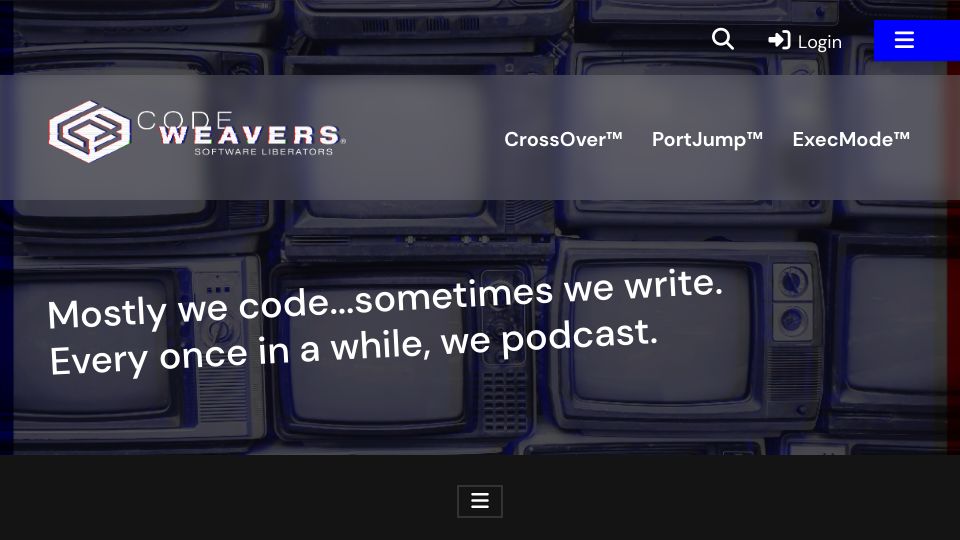 Screenshot of codeweavers.com: A new chapter for CodeWeavers and myself – trust me
