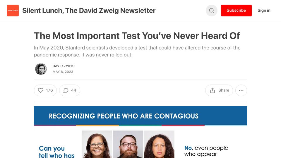 Screenshot of davidzweig.substack.com: The Most Important Test You’ve Never Heard Of