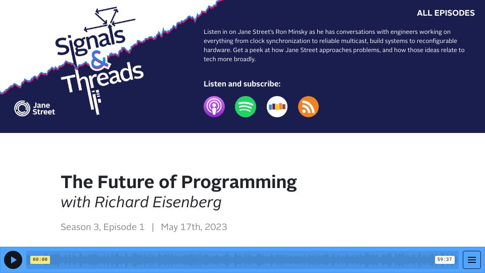 Screenshot of signalsandthreads.com: In Rust, for memory, you don't pay as you go, everyone has to pay all the time