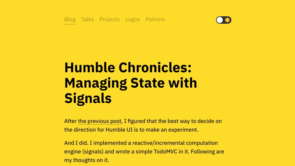 Screenshot of tonsky.me: Managing State with Signals