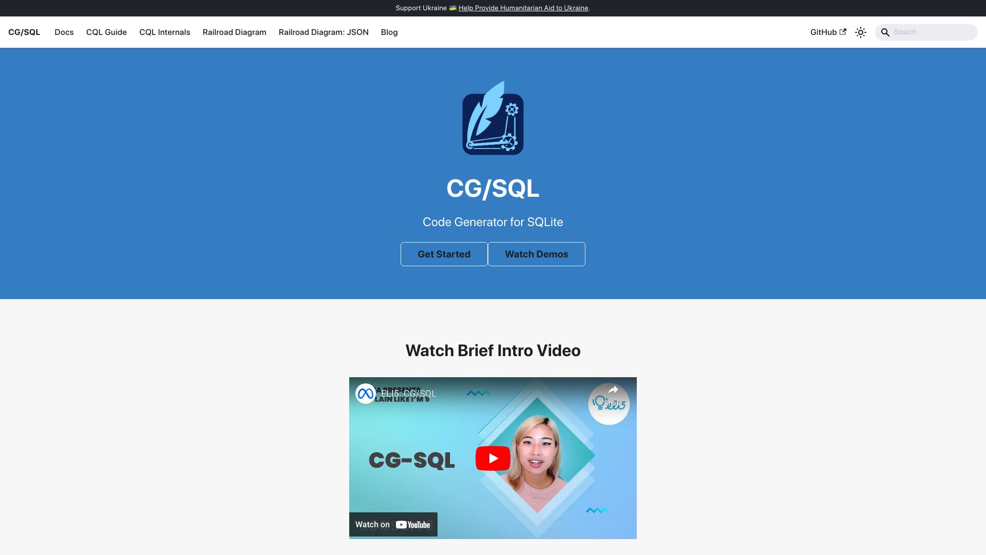 Screenshot of cgsql.dev: Code Generator for SQLite