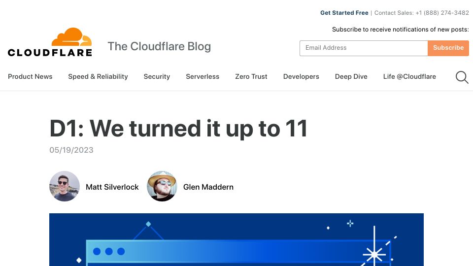 Screenshot of blog.cloudflare.com: D1: Improvements to performance and scalability