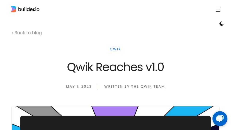 Screenshot of builder.io: Qwik Reaches v1.0