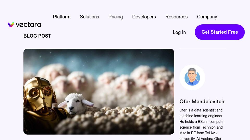Screenshot of vectara.com: Avoiding hallucinations in LLM-powered applications