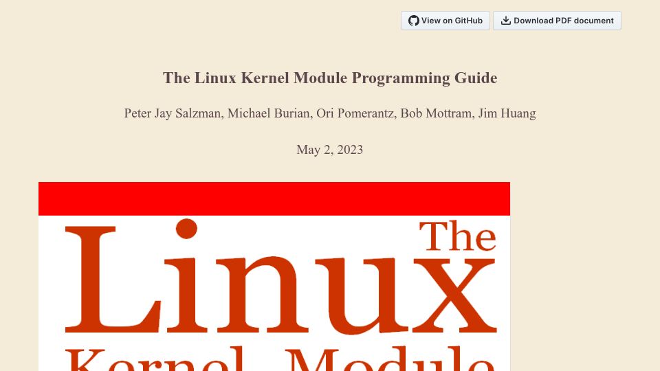Screenshot of sysprog21.github.io: The Linux Kernel Module Programming Guide
