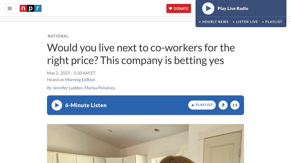 Screenshot of npr.org: Some employers have decided to build their own housing for workers