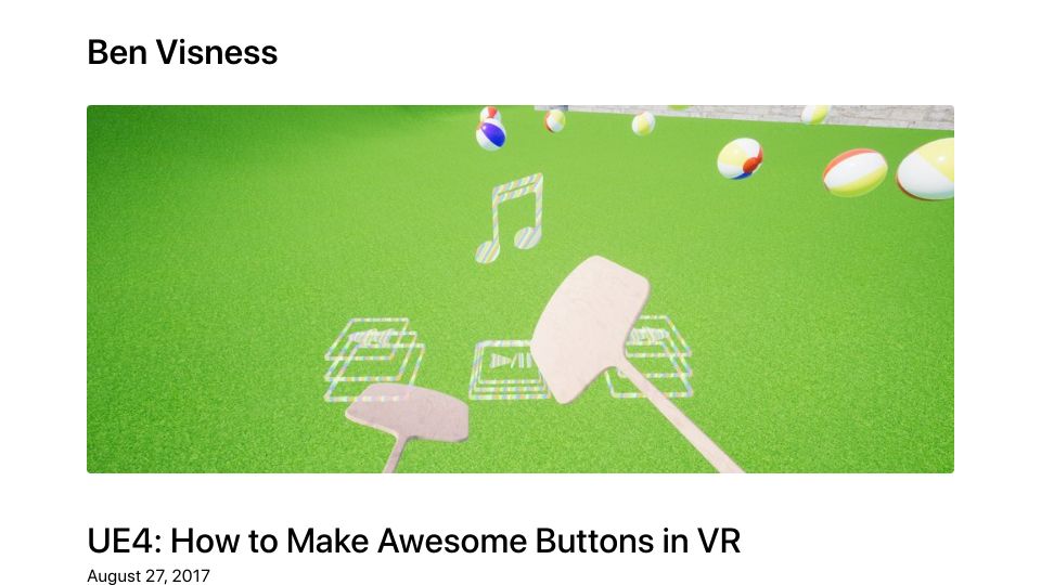 Screenshot of bvisness.me: How to make buttons in VR (2017)