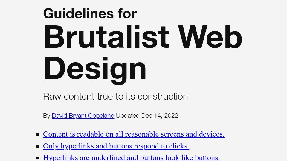 Screenshot of brutalist-web.design: Guidelines for Brutalist Web Design (2018)
