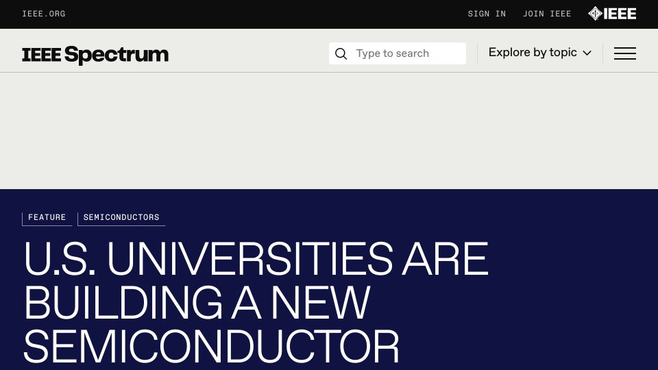 Screenshot of spectrum.ieee.org: U.S. universities are building a new semiconductor workforce