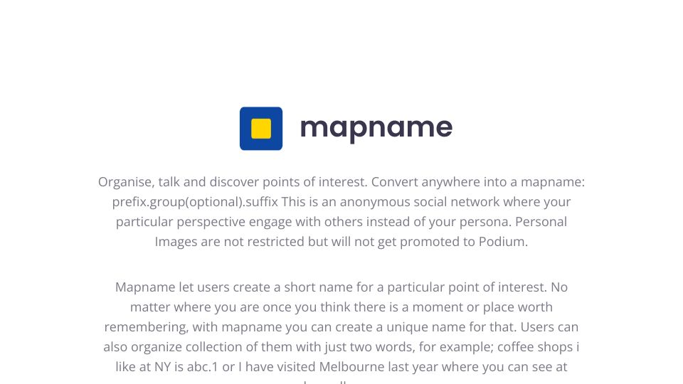 Screenshot of map.name: Show HN: Mapname – anonymous social network for organising points of interest