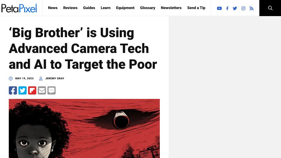 Screenshot of petapixel.com: Using Advanced Camera Tech and AI to Target the Poor
