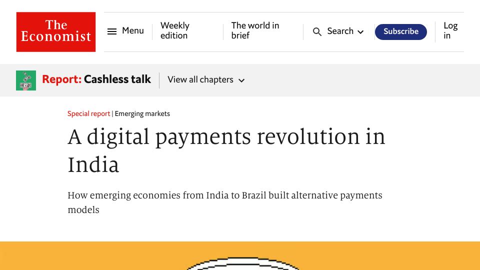 Screenshot of economist.com: A digital payments revolution in India