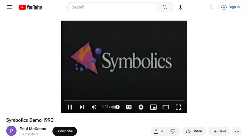 Screenshot of youtube.com: Symbolics Lisp Machines Graphics Demo (1990) [video]