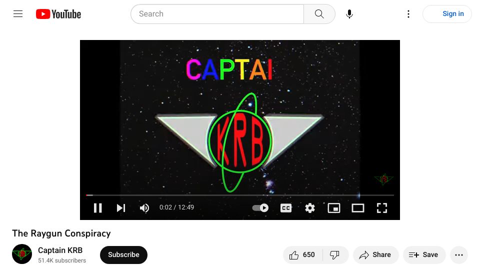 Screenshot of youtube.com: The Raygun Conspiracy