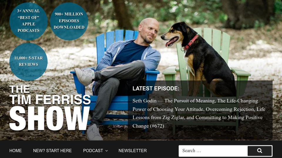 Screenshot of tim.blog: Reasons Not to Become Famous