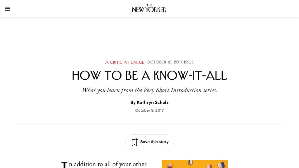 Screenshot of newyorker.com: How to Be a Know-It-All (2017)