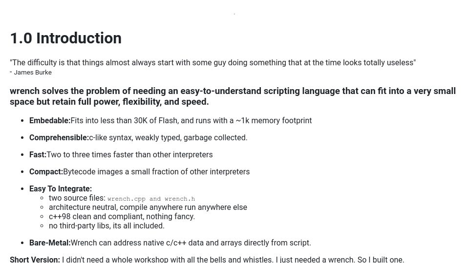 Screenshot of northarc.com: Wrench Embedded Interpreter