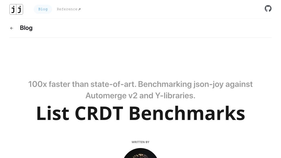 Screenshot of jsonjoy.com: CRDT Benchmarks