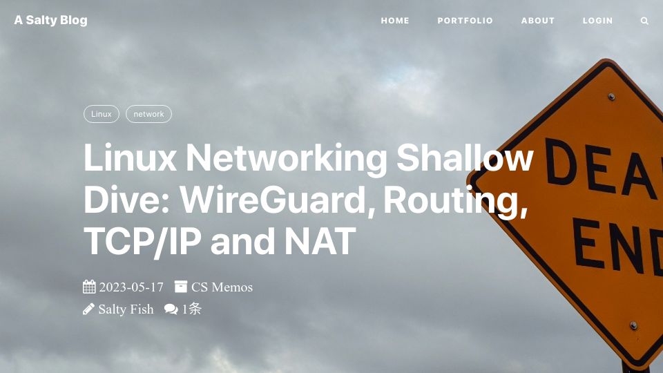 Screenshot of im.salty.fish: Linux Networking Shallow Dive: WireGuard, Routing, TCP/IP and NAT