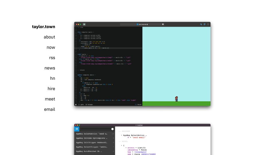 Screenshot of taylor.town: Why I Use Elm in 2023