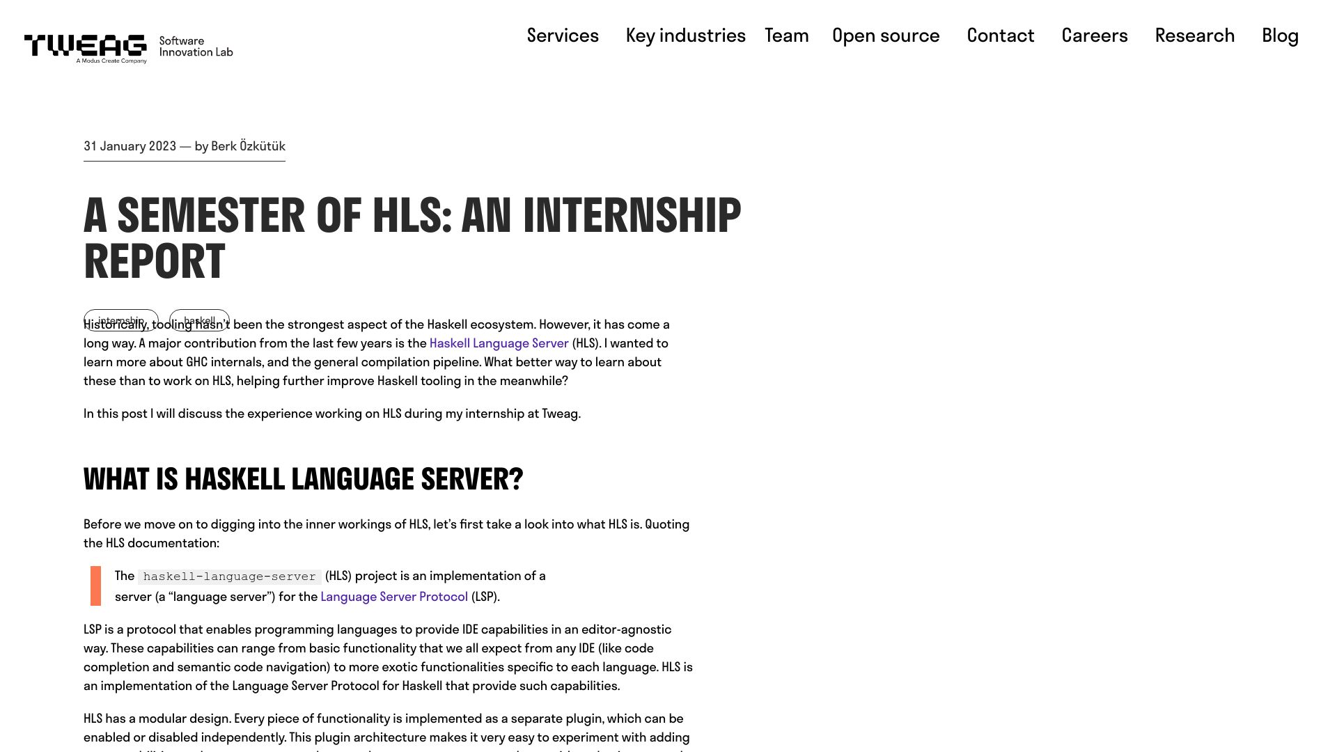 Screenshot of tweag.io: A semester of Haskell-language-server: an internship report